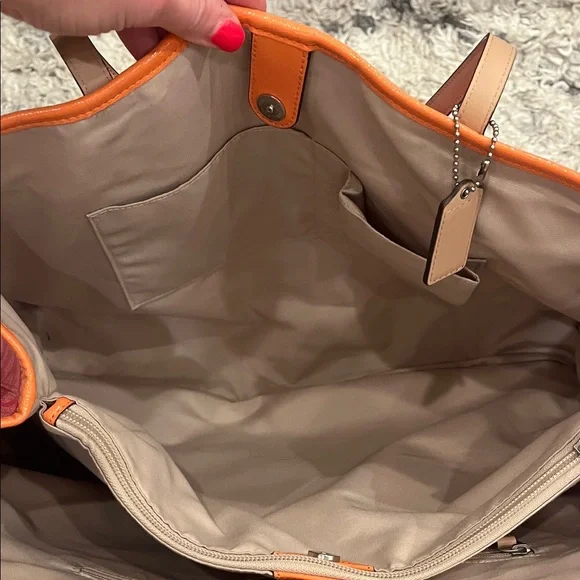 Coach Vibrant Pink and Orange Signature Tote - Picture 6 of 7